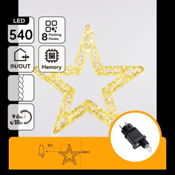 Aigostar - LED udendørs juledekoration 540xLED/6W/230V IP44 varm hvid 45cm stjerne