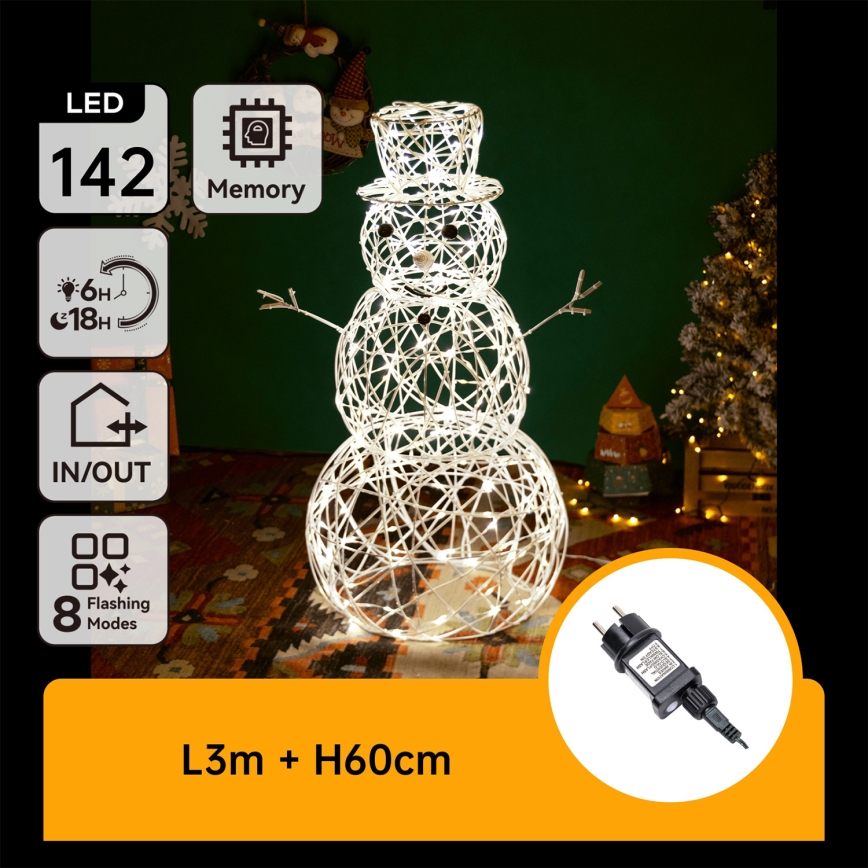 Aigostar - LED udendørs juledekoration LED/3,6W/31/230V 2700K 60 cm IP44 snemand