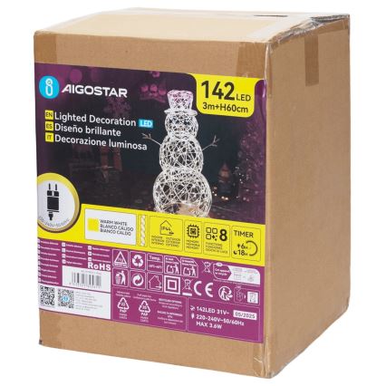 Aigostar - LED udendørs juledekoration LED/3,6W/31/230V 2700K 60 cm IP44 snemand
