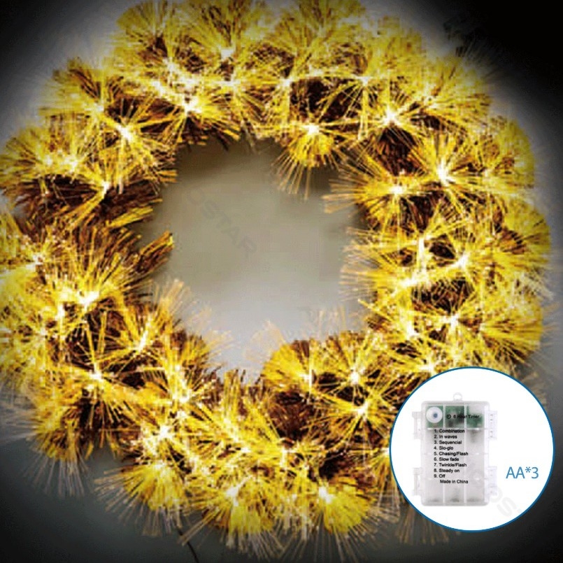 Aigostar - LED udendørs julekrans 3D 72xLED/3xAA, diameter 50 cm, IP44, varm hvid