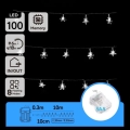 Aigostar - LED udendørs julekæde 100xLED/8 funktioner 3xAA 10 m IP44 kold hvid