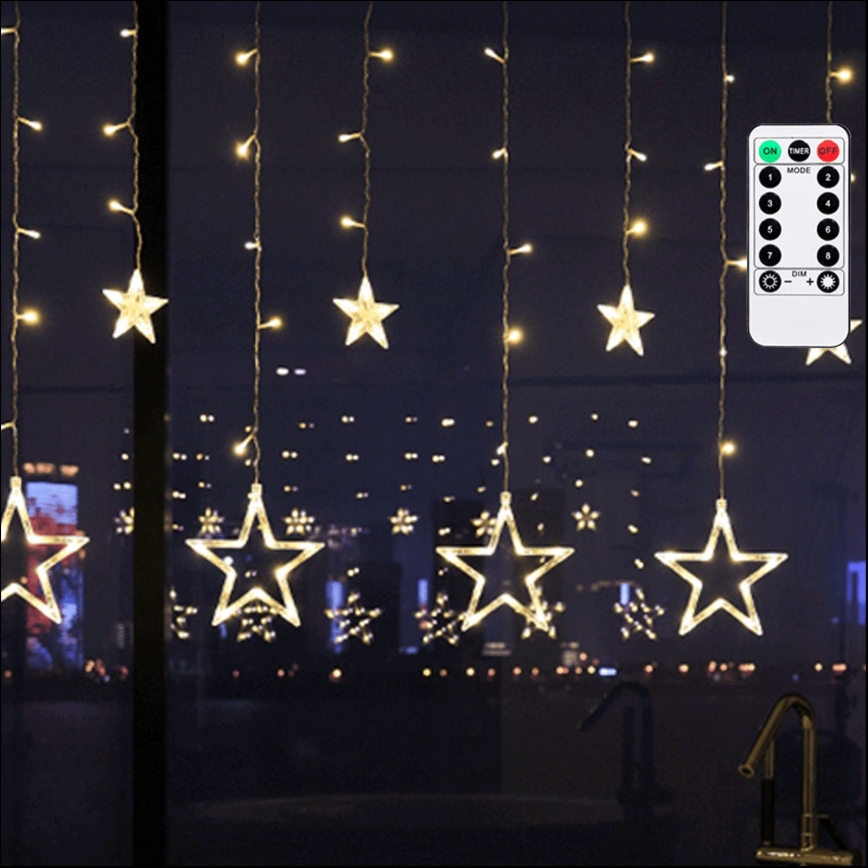 Aigostar - LED Udendørs julelyskæde 120xLED/8 funktioner 3x0,6 m IP44 varm hvid + fjernbetjening
