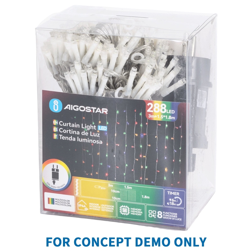 Aigostar - LED udendørs julekæde 2000 LED / 8 funktioner, 103 m, IP44, multifarvet