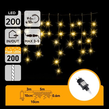 Aigostar - LED udendørs julekæde 200xLED 8x0,6m IP44 varm hvid