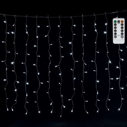 Aigostar - LED udendørs julelyskæde 300xLED/8 funktioner 3x1m IP44 kølig hvid + fjernbetjening
