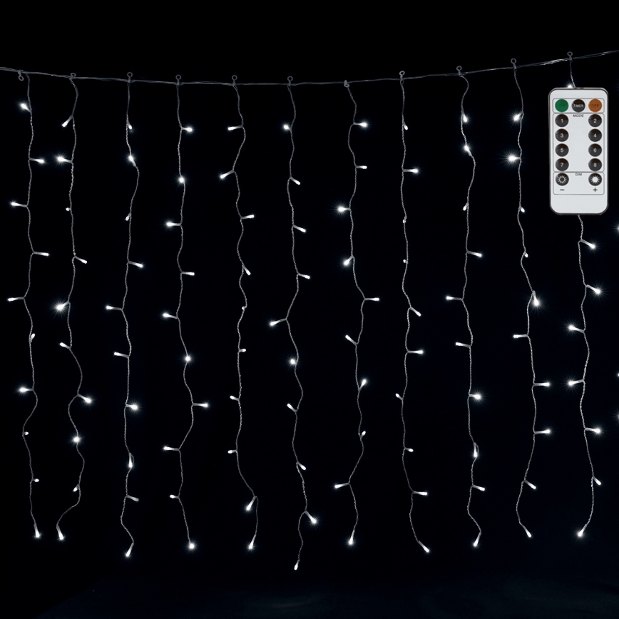 Aigostar - LED udendørs julelyskæde 300xLED/8 funktioner 3x1m IP44 kølig hvid + fjernbetjening