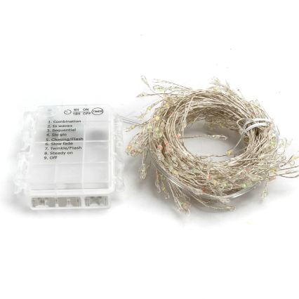 Aigostar - LED udendørs julekæde 300xLED/8 funktioner 3xAA 9,3 m IP44 flerfarvet
