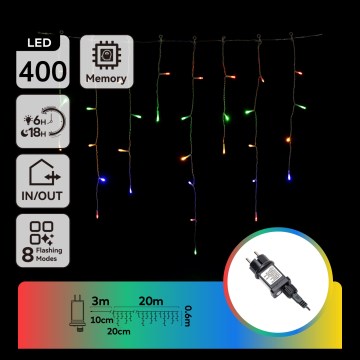 Aigostar - LED udendørs julekæde 400xLED/8 funktioner 23x0,6m IP44 multifarvet