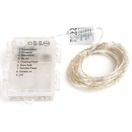 Aigostar - LED Udendørs Julelys Kæde 100xLED/8 funktioner/3xAA 10,3m IP44 multicolor
