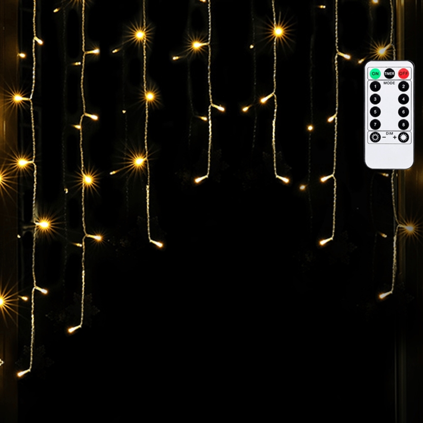 Aigostar - LED udendørs julelyskæde 100xLED/6W/230V/8 funktioner 1,5x1m IP44 varm hvid + fjernbetjening