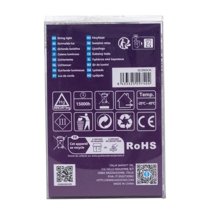 Aigostar -LED Udendørs julelyskæde 100 x LED / 8 funktioner 3 x AA 10,3 m IP44 varm hvid