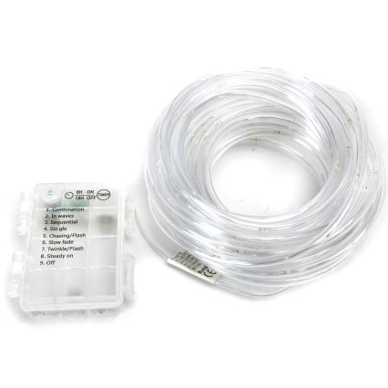 Aigostar - LED udendørs julelyskæde 100xLED/8 funktioner 3xAA 10,3m IP44 kold hvid