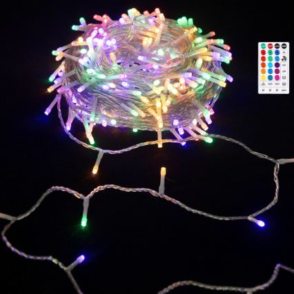 Aigostar - LED udendørs julelyskæde 100 LED/7 funktioner 4xAA-batterier 10,3 m IP44 multifarvet + fjernbetjening