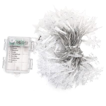 Aigostar - LED udendørs julelyskæde 100 LED / 8 funktioner 3x AA 10 m IP44 kølig hvid