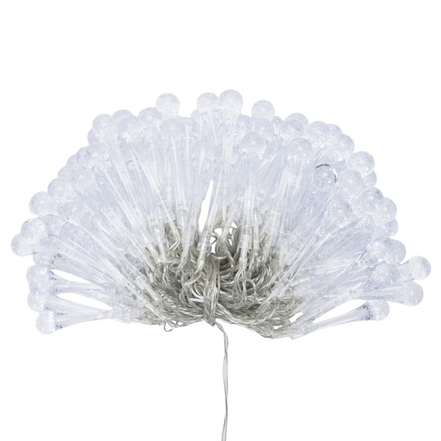 Aigostar - LED udendørs julelyskæde 100xLED/8 funktioner 3xAA 10 m IP44 varm hvid dråber