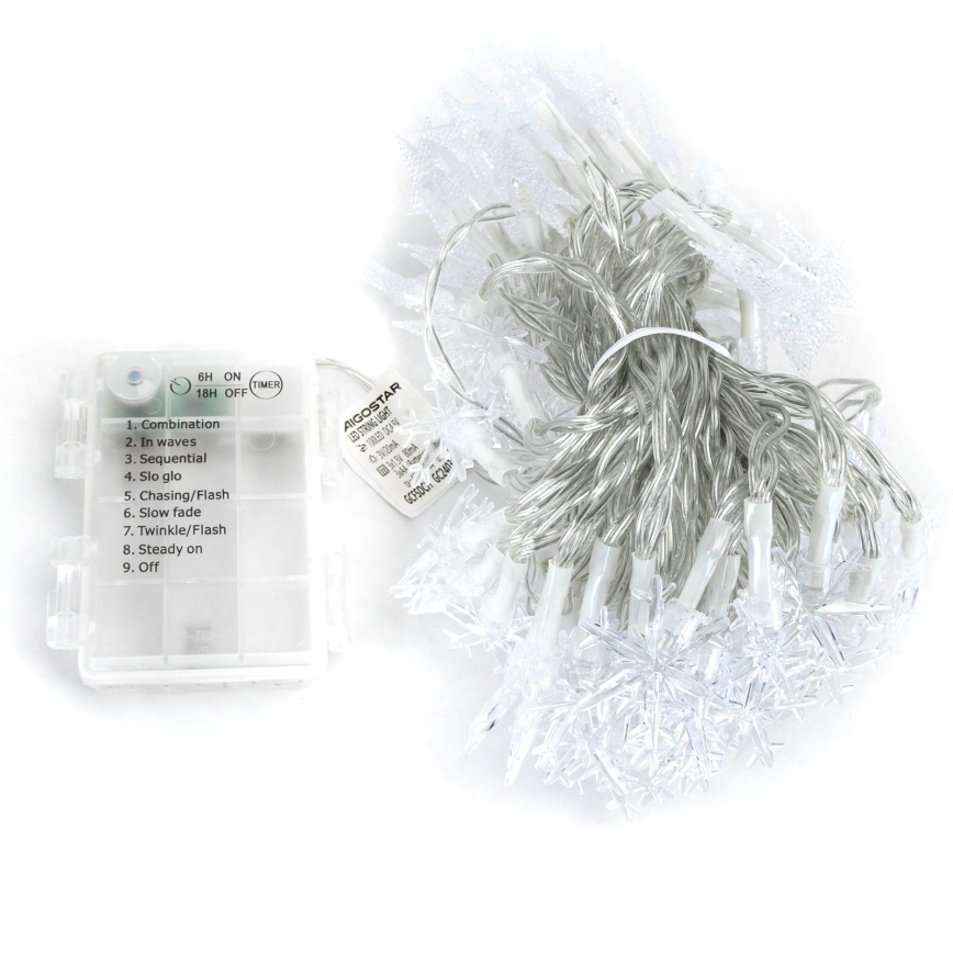 Aigostar - LED udendørs lyskæde 100xLED/8 funktioner 3xAA 10m IP44 varm hvid stjerner