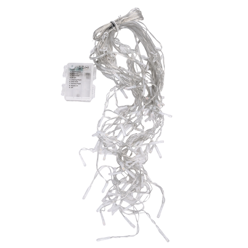 Aigostar-LED Udendørs julelyskæde 100xLED/8 funktioner 3xAA 8x0,4m IP44 multifarvet