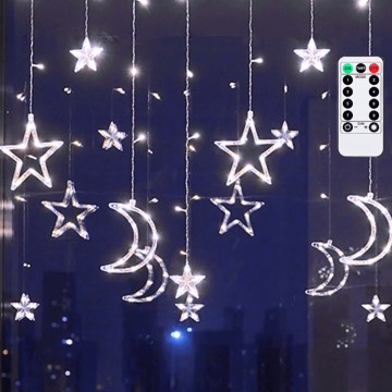 Aigostar - LED udendørs julelyskæde 120xLED/6W/230V/8 funktioner 3x0,6m IP44 kold hvid + fjernbetjening