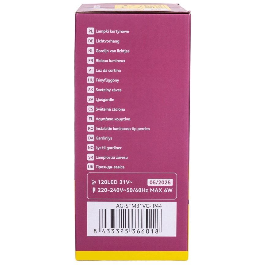 Aigostar - LED udendørs julelyskæde 120xLED/6W/230V/8 funktioner 3x0,6m IP44 varm hvid + fjernbetjening