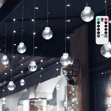 Aigostar - LED udendørs julelyskæde 120xLED/8 funktioner 3x0,6m IP44 kølig hvid + fjernbetjening