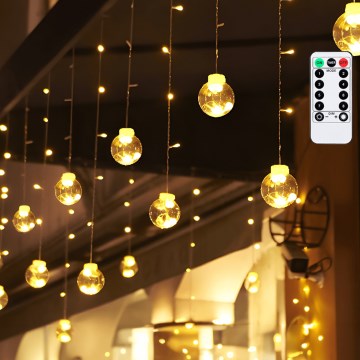 Aigostar - LED udendørs julelyskæde 120xLED/8 funktioner 3x0,6m IP44 varm hvid + fjernbetjening