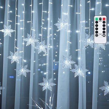 Aigostar - LED udendørs julelyskæde 120xLED/8 funktioner 3x0,7m IP44 kold hvid + fjernbetjening