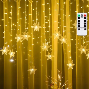 Aigostar - LED udendørs julelyskæde 120xLED/8 funktioner 3x0,7m IP44 varm hvid + fjernbetjening