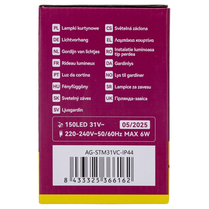 Aigostar - LED udendørs julelyskæde 150xLED/6W/230V/8 funktioner 1,5x1m IP44 varm hvid + fjernbetjening