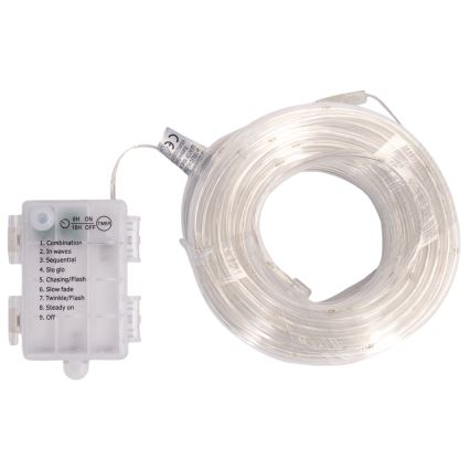 Aigostar - LED udendørs julelyskæde 150xLED/8 funktioner 3xAA 15,3m IP44 kold hvid