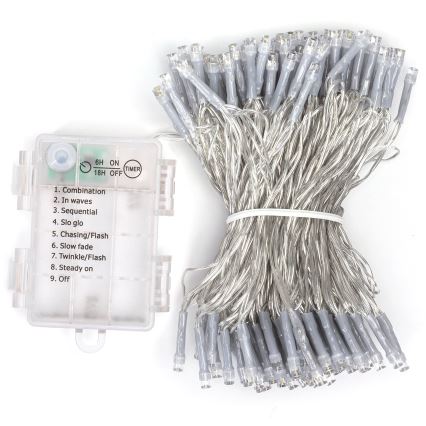 Aigostar -LED Udendørs julelyskæde 150xLED/8 funktioner 3xAA 15,3m IP44 multifarvet