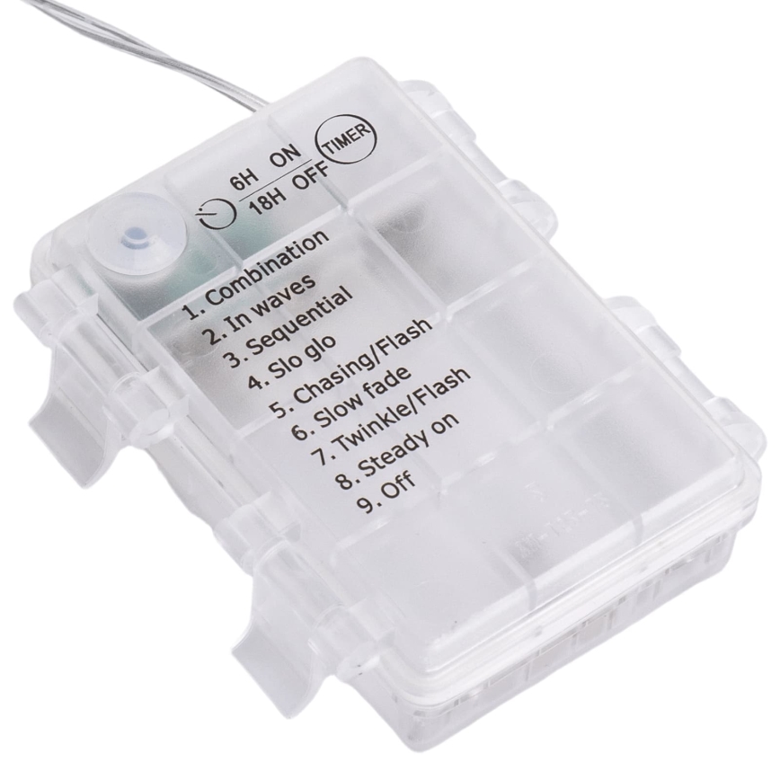 Aigostar - LED udendørs julelyskæde 192xLED/8 funktioner 3xAA 4,5x1,2m IP44 kold hvid