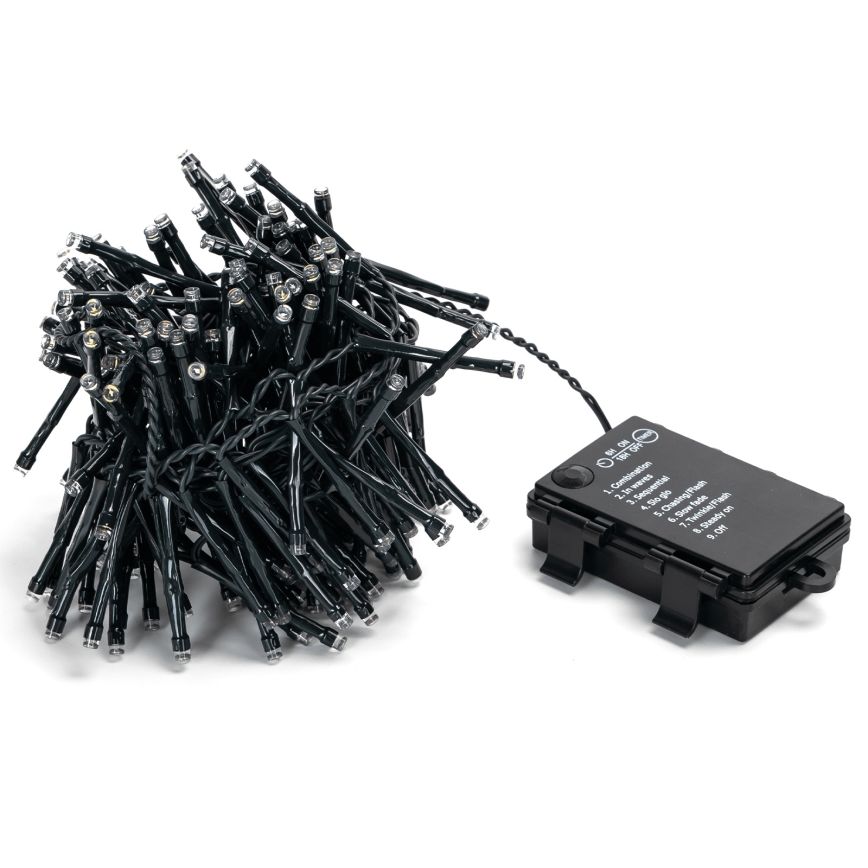 Aigostar - LED udendørs julelyskæde 200xLED/8 funktioner 3xAA 5,3 m IP44 kølig hvid