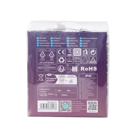 Aigostar - LED udendørs julelyskæde 200 LED/8 funktioner 8 m IP44 kold hvid