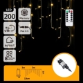 Aigostar - LED udendørs julelyskæde 200xLED/6W/230V/8 funktioner 3x1m IP44 varm hvid + fjernbetjening