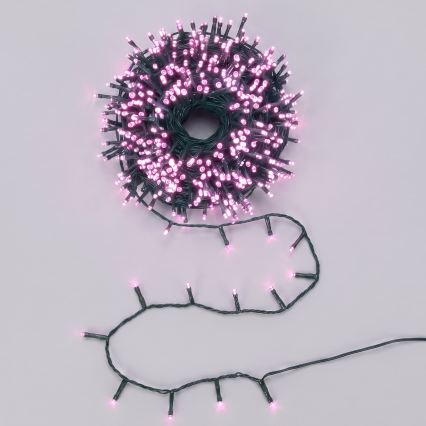 Aigostar - LED udendørs julelyskæde 200xLED/8 funktioner 3xAA 10,3m IP44 rosa