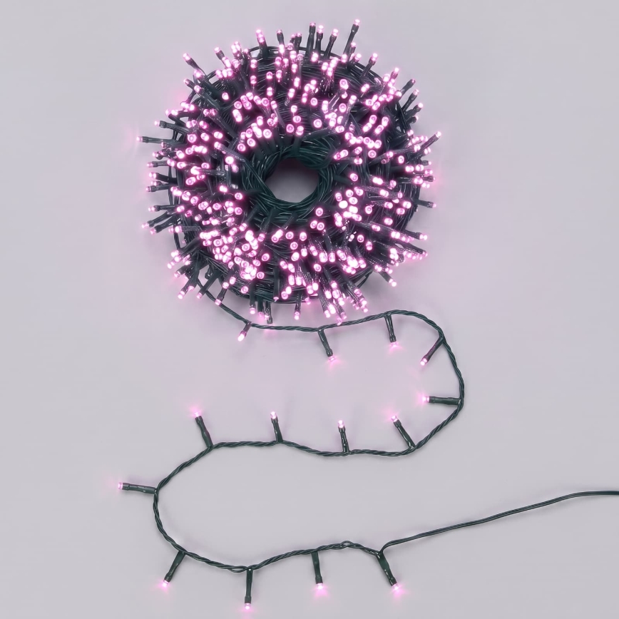 Aigostar - LED udendørs julelyskæde 200xLED/8 funktioner 3xAA 10,3m IP44 rosa