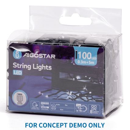 Aigostar - LED udendørs julelyskæde 200xLED/8 funktioner 3xAA 10,3m IP44 rosa