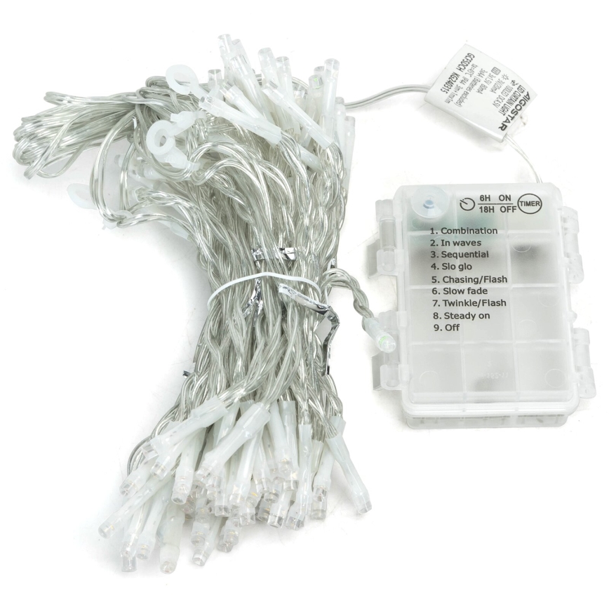 Aigostar - LED udendørs julelyskæde 200xLED/8 funktioner 3xAA 5x2m IP44 varm hvid