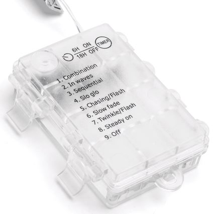 Aigostar - LED udendørs julelyskæde 200xLED/8 funktioner 3xAA 5x2m IP44 varm hvid