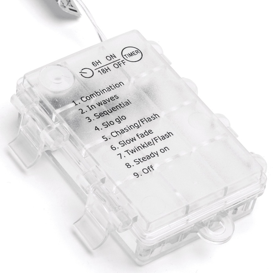 Aigostar - LED udendørs julelyskæde 200xLED/8 funktioner 3xAA 5x2m IP44 varm hvid