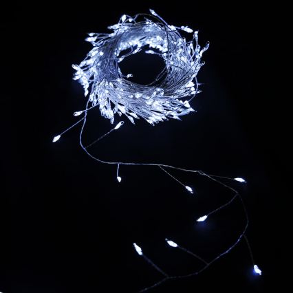 Aigostar - LED udendørs julelyskæde 200xLED/8 funktioner 3xAA 6,3m IP44 kølig hvid