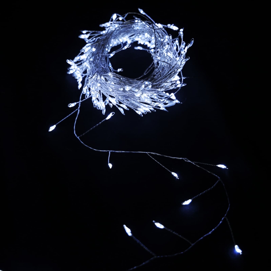 Aigostar - LED udendørs julelyskæde 200xLED/8 funktioner 3xAA 6,3m IP44 kølig hvid