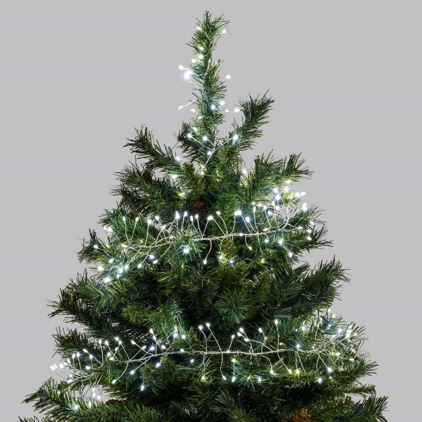 Aigostar - LED udendørs julelyskæde 200xLED/8 funktioner 3xAA 6,3m IP44 kølig hvid