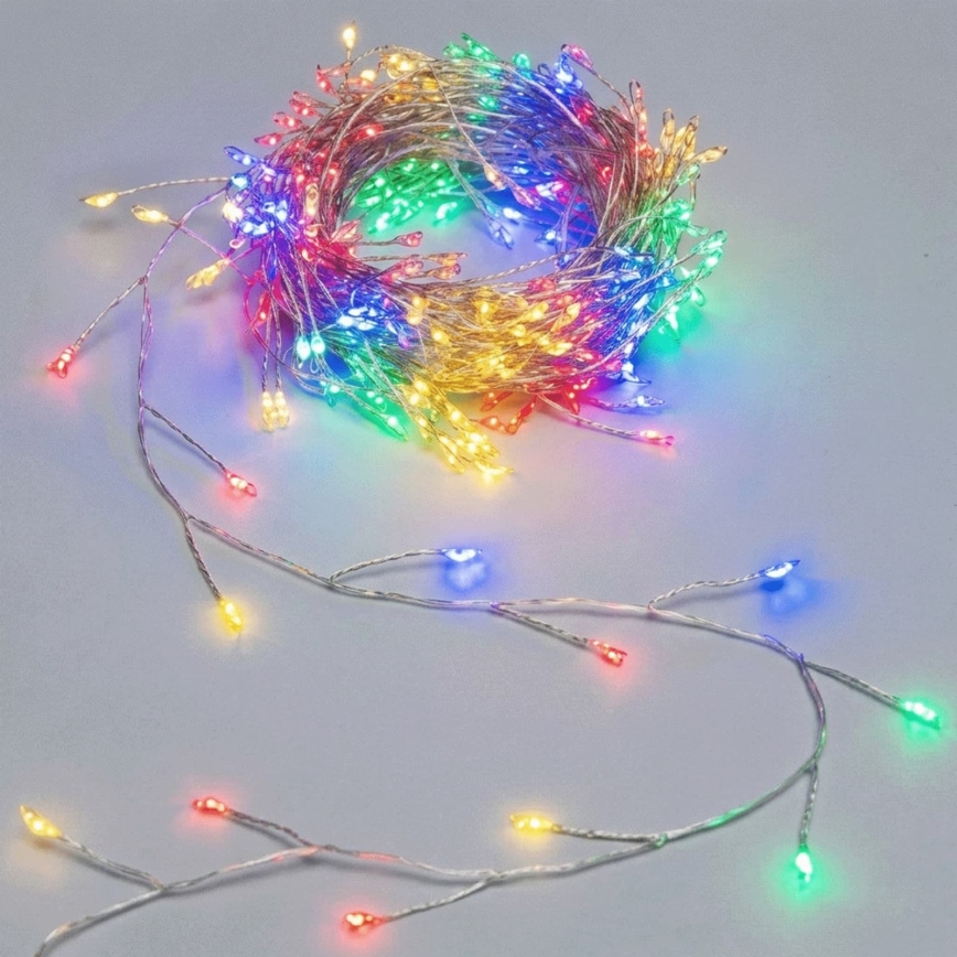 Aigostar - LED udendørs julelyskæde 200xLED/8 funktioner 3xAA 6,3m IP44 multifarvet