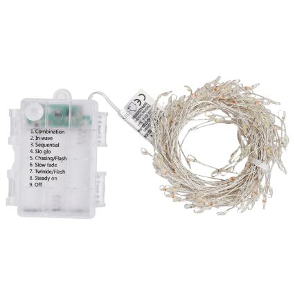Aigostar - LED udendørs julelyskæde 200xLED/8 funktioner 3xAA 6,3m IP44 multifarvet