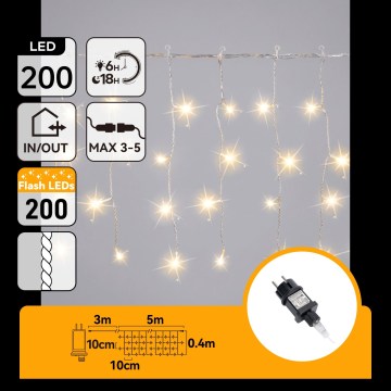 Aigostar - LED udendørs julelyskæde 200xLED 8x0,4m IP44 varm hvid
