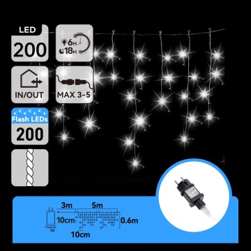 Aigostar - LED Udendørs julelyskæde 200xLED 8x0,6m IP44 kølig hvid