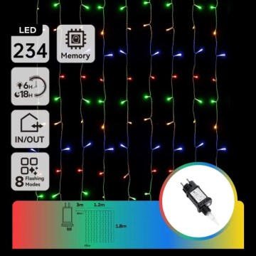 Aigostar - LED udendørs julelyskæde 234xLED/8 funktioner 1,2x1,8 m IP44 flerfarvet