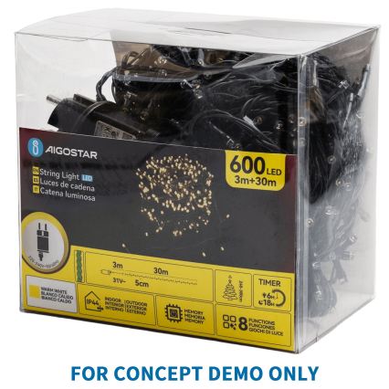 Aigostar - LED udendørs julelyskæde 2500xLED/8 funktioner 53m IP44 varm hvid