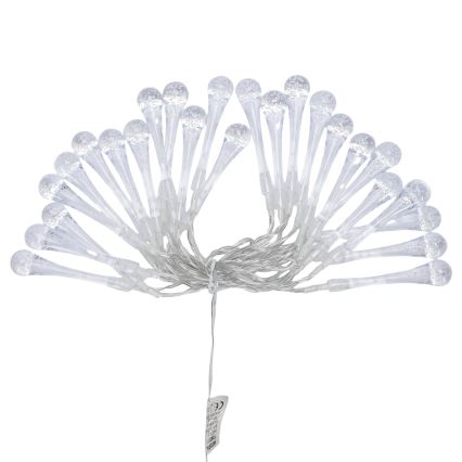 Aigostar - LED udendørs julelyskæde 25 x LED / 8 funktioner 3 x AA 2,5 m IP44 varm hvid dråbeformede